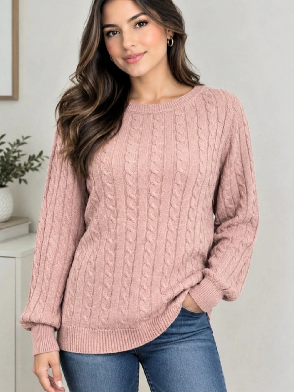 Lauren Ralph Lauren Cable Knit Sweater in Pink Like New